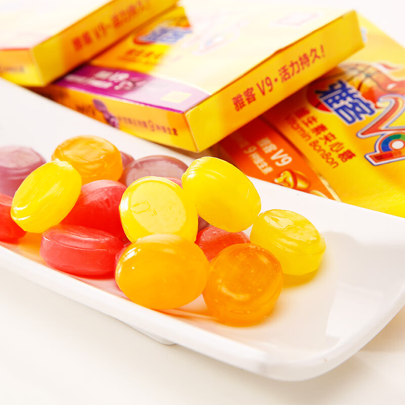 雅客V9 维生素VC夹心硬糖 盒集锦味 香橙味48g*4盒