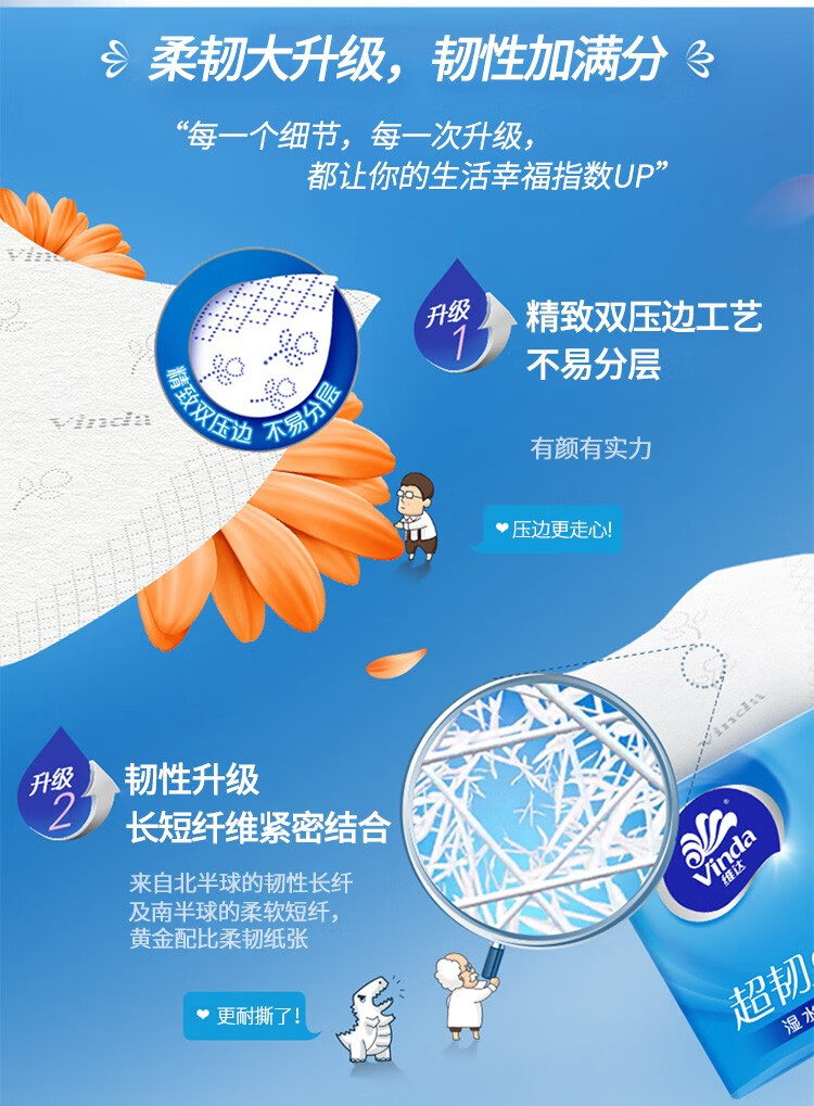 维达（vinda）V2223抽纸超韧 120抽*4包软抽*16提