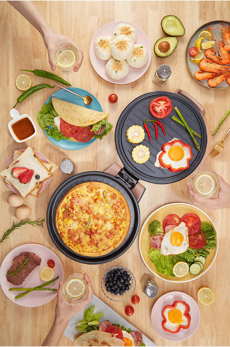 美的（Midea）电饼铛家用双面加热烙饼锅 薄饼煎饼机水煎包机械式上下独立控制电饼铛家用JH3003