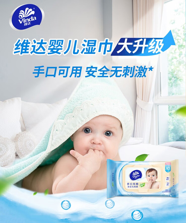 维达（vinda）VW2004婴儿手口可用柔肤湿巾 80片*12包