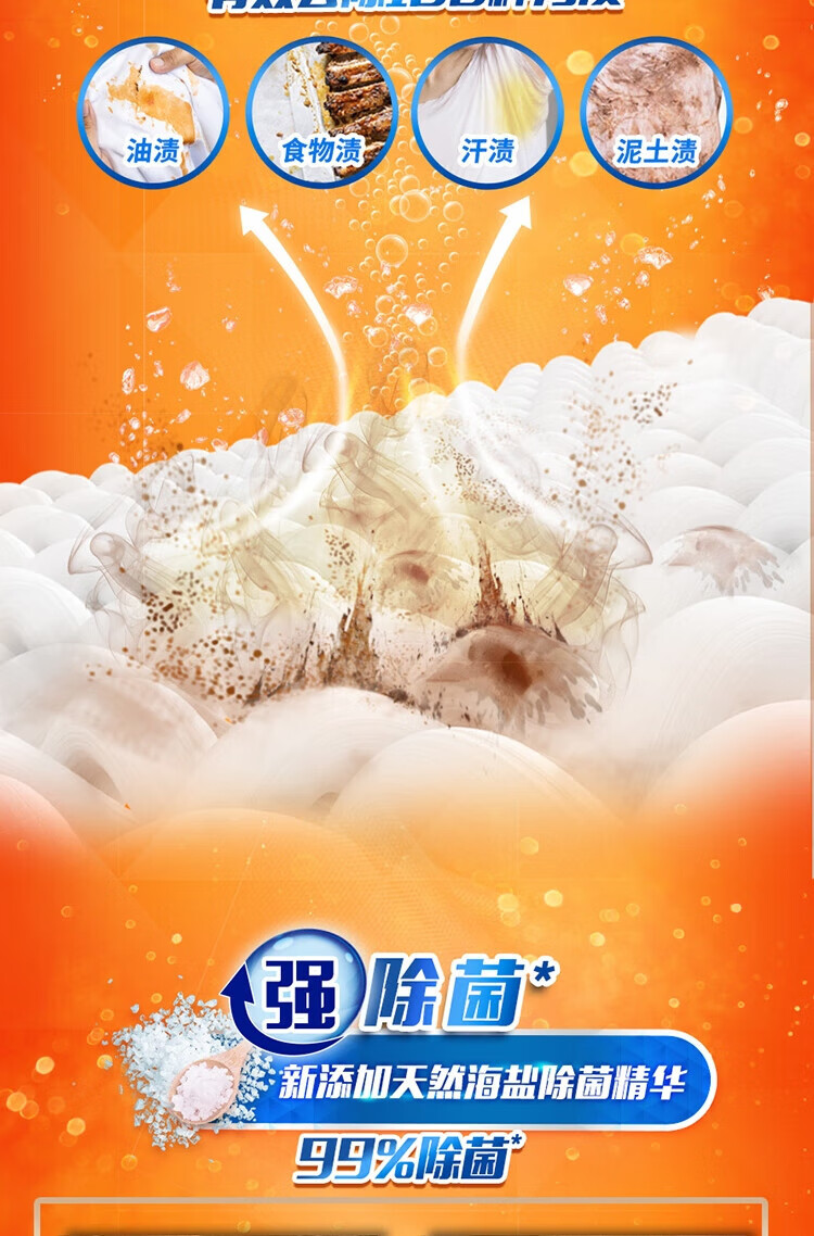 汰渍去渍强效去油污除菌香味持久洗衣粉508g 2袋（新老包装随机发货）
