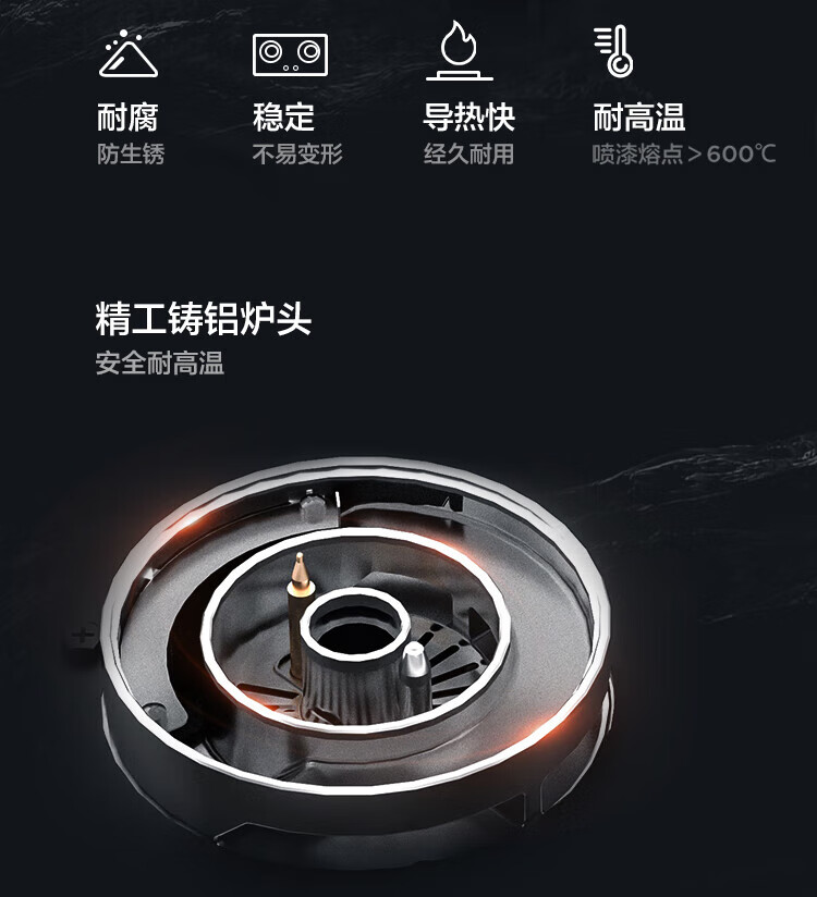 美的（Midea）燃气灶天然气 双灶具 5.2kW猛火灶 大火力 一级能效 底壳可调灶具家用JZT-Q522-M