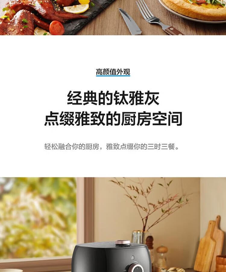 美的（Midea）空气炸锅3L多功能家用 精准控温双旋钮控制 无油空气炸锅 KZE3003TQ