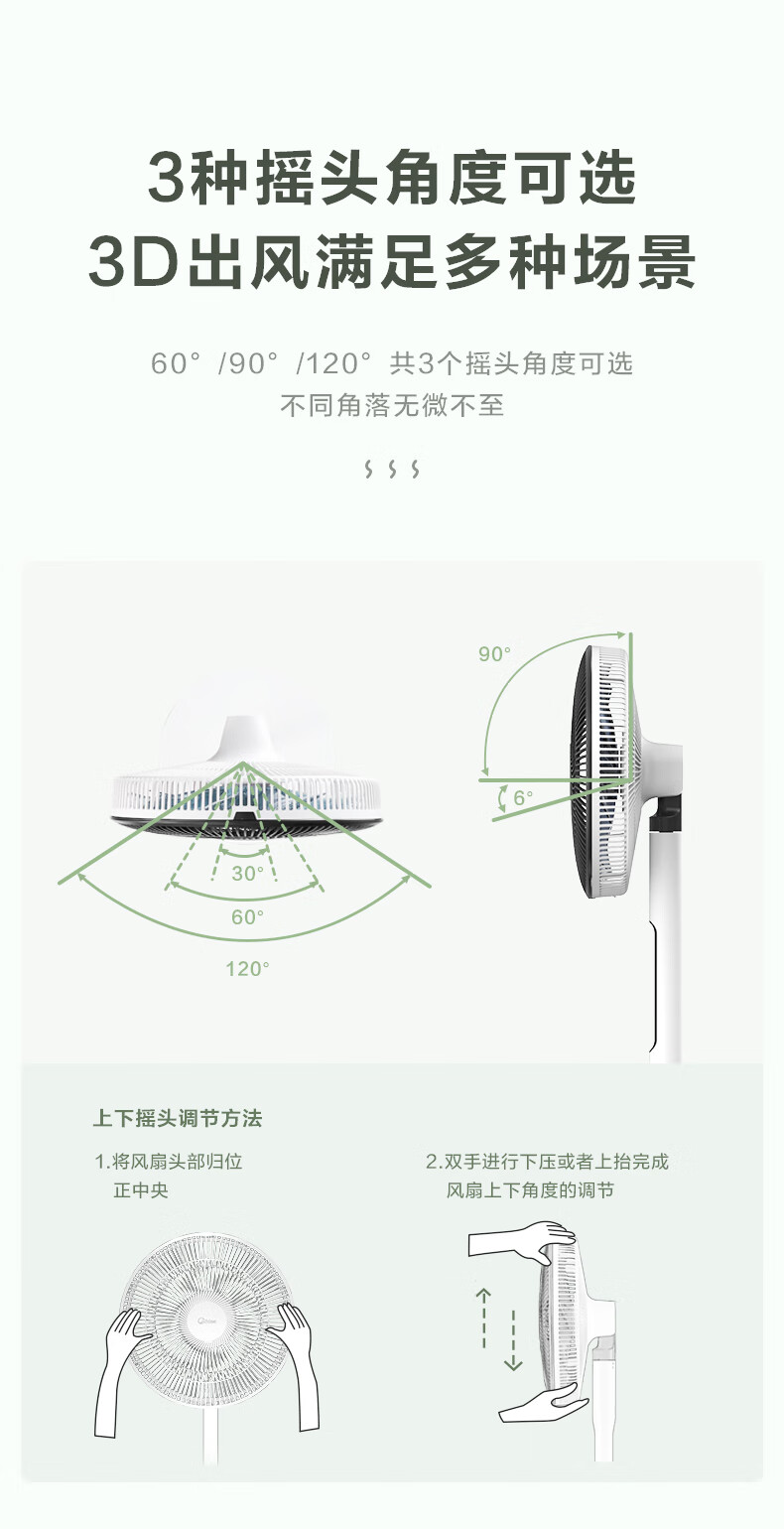 美的（Midea）电风扇落地扇9叶 智能温感3钟摇头角度轻音低噪定时远距柔风睡眠风朝天吹FSD35XBR白色