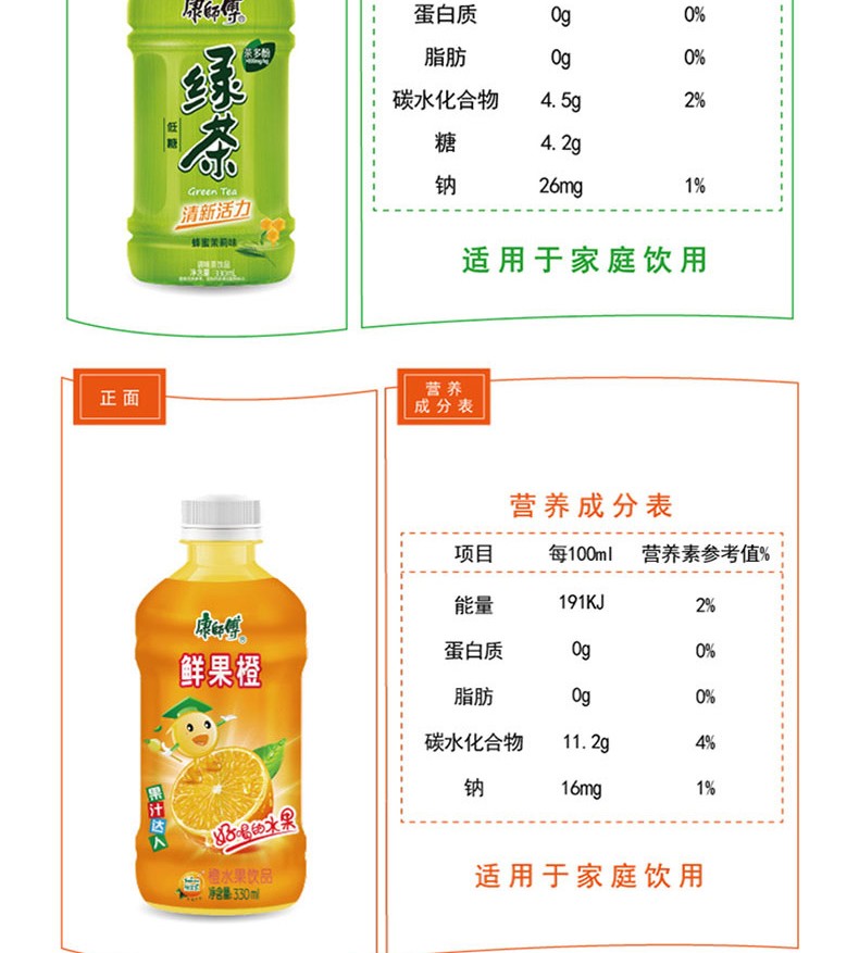 康师傅 清茶饮料饮料整箱 茉莉柚茶12*330ml