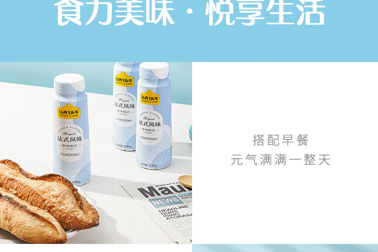 认养一头牛 法式风味高端酸奶 员工福利 企业内购原味230g*10瓶*2提