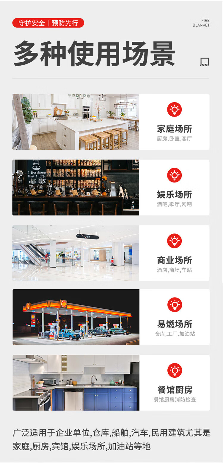 火焰战士玻璃纤维灭火毯 家用家庭厨房工厂用灭火毯防火救生毯 1x1M