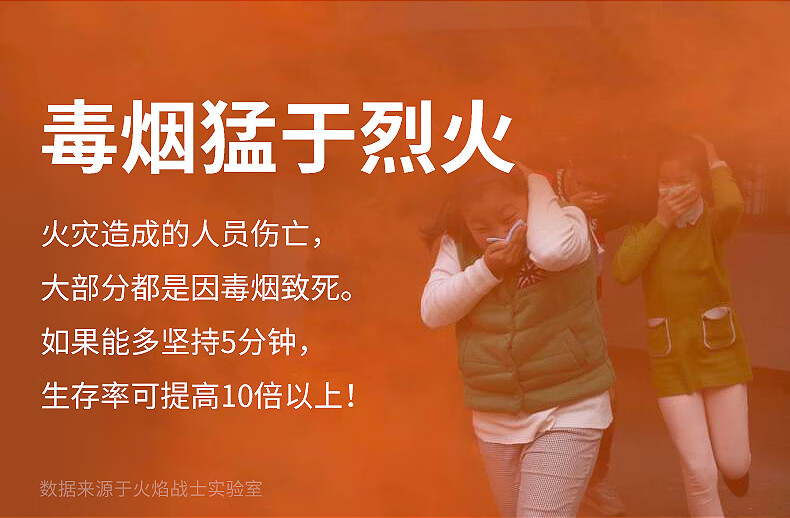 火焰战士消防逃生面具防毒面具防烟面罩过滤式自救呼吸器面罩 TZL30夜光款