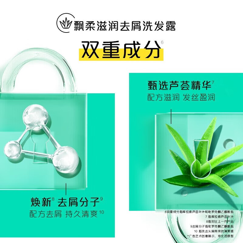 飘柔柔顺滋润清爽去屑 男士女士通用 滋润去屑洗发水500g 2瓶装