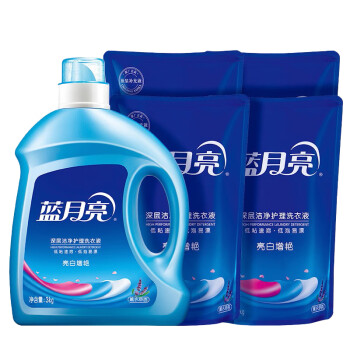 蓝月亮洗衣液组合 亮白薰3kg*1+亮白薰袋1kg*4