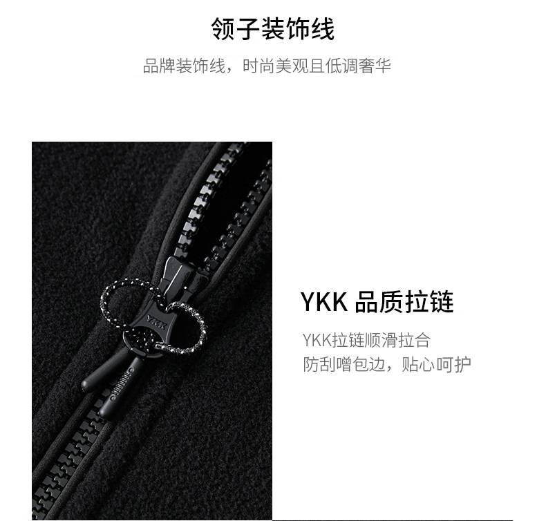 Jeep男式抓绒衣户外加厚保暖防寒J032094299品牌黑2XL