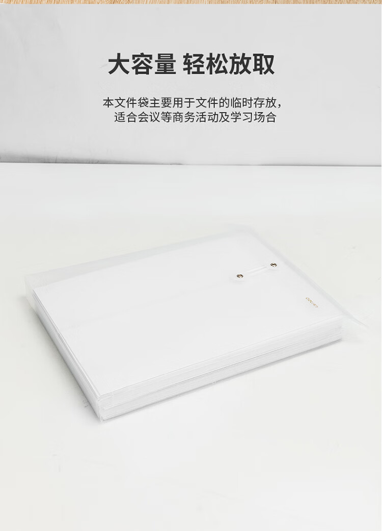 得力 (deli)A4透明文件袋 防水档案袋 招标产检资料袋 文件保护 财务票据收纳 12个装 5511A