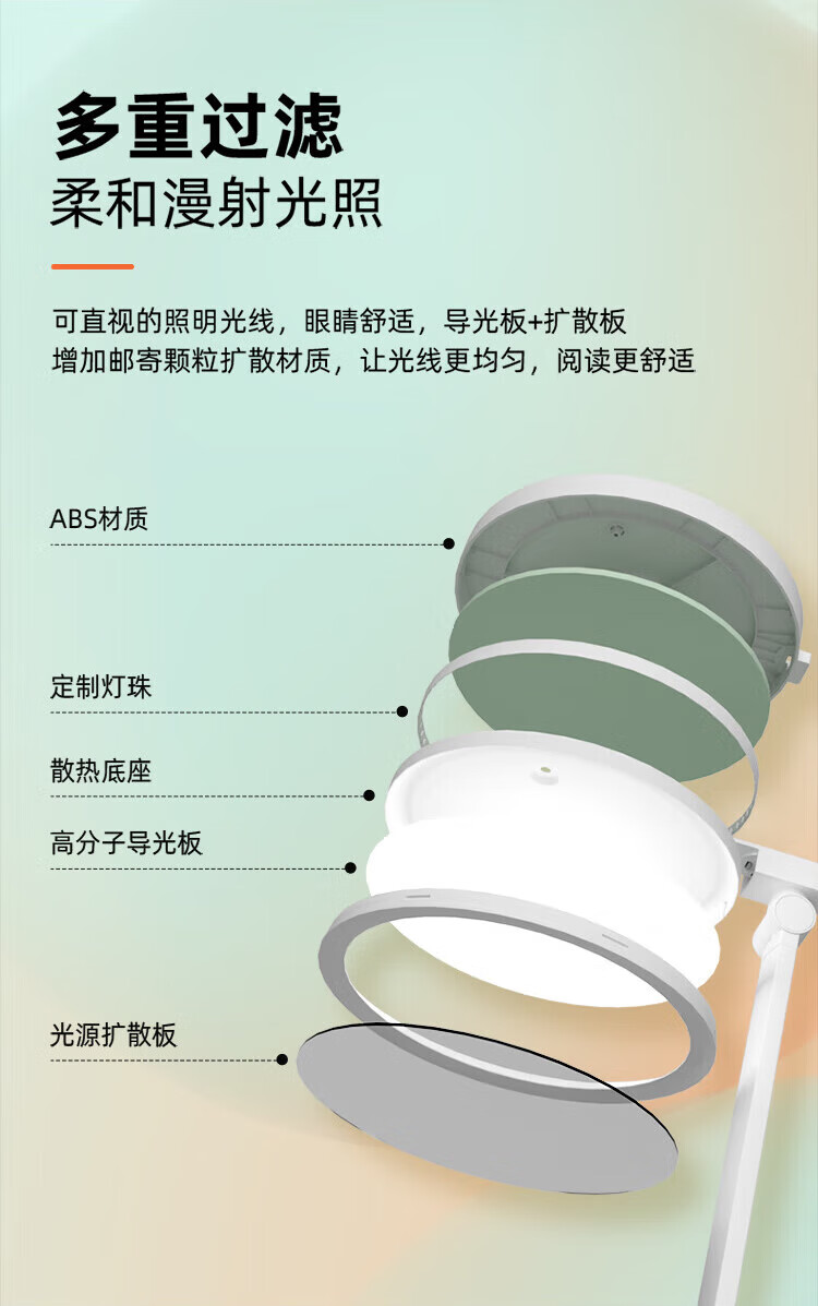 美的（Midea）台灯书桌学习MTD13-M/K-06学习全光谱无蓝光危害学生宿舍卧室灯无极调光