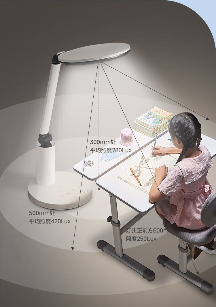 美的（Midea）台灯书桌学习MTD13-M/K-06学习全光谱无蓝光危害学生宿舍卧室灯无极调光