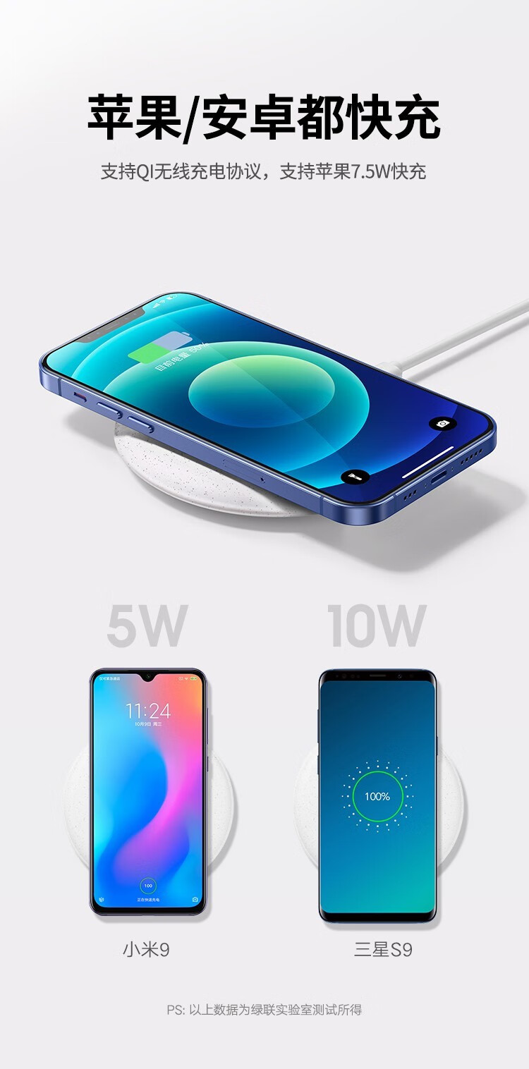绿联（UGREEN）苹果无线充电器 快充充电板通用iPhone13/12Pro华为小米手机 繁星款60112