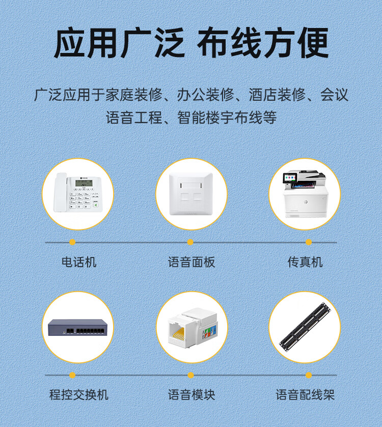 山泽(SAMZHE) 电话线2芯多股6P2C座机跳线 语音连接线延长线 带电话水晶头成品线 5米 DH-2005L