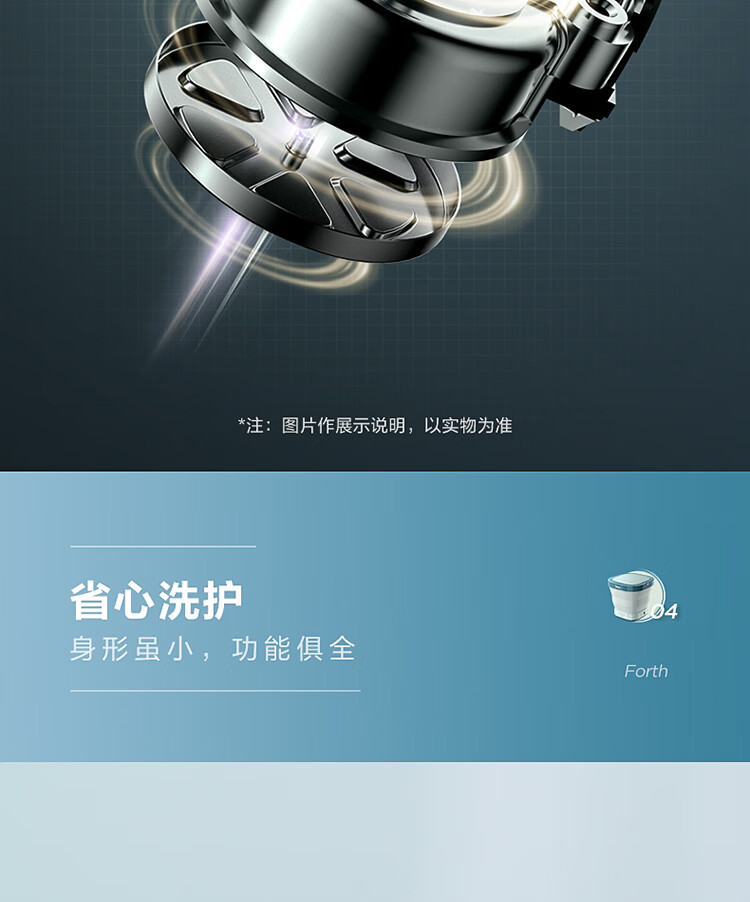 美的（Midea）迷你折叠洗衣机 MX-XB01- 便携式小型洗宝宝衣物袜子 租房宿舍出差专用洗衣机 陶瓷蓝
