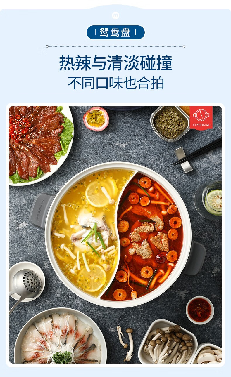 morphy richards摩飞升降电火锅专用多功能锅家用电煮锅多用途锅一体锅 锅鸳鸯盘MR1071