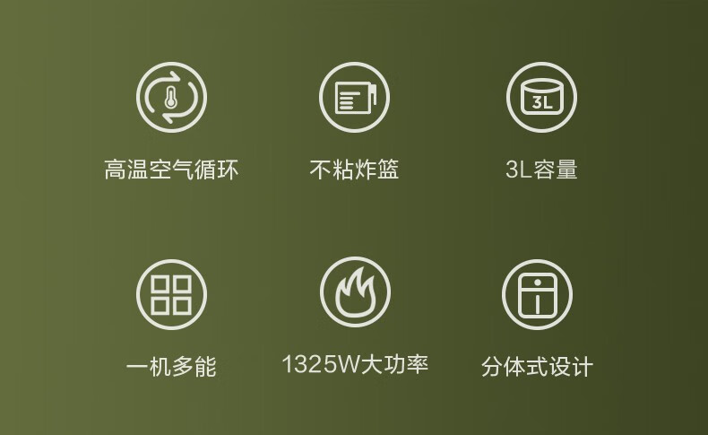美的（Midea）空气炸锅家用智能多功能电气炸锅大容量薯条机 3L大容量 KZ30E201