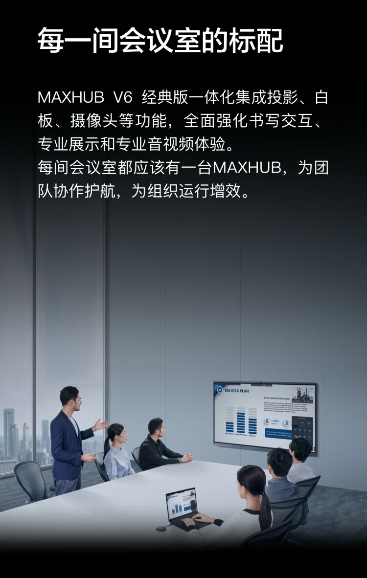 MAXHUB 智能会议平板65英寸V6经典款CF65MA交互式电子白板一体机 65英寸+i7模块+落地脚架+传屏器+智能笔