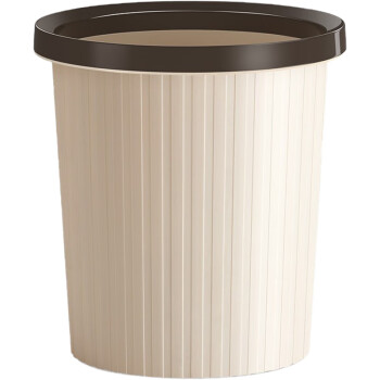 五月花条纹塑料压圈垃圾桶 办公大容量纸篓 咖色11L WYH-GB102