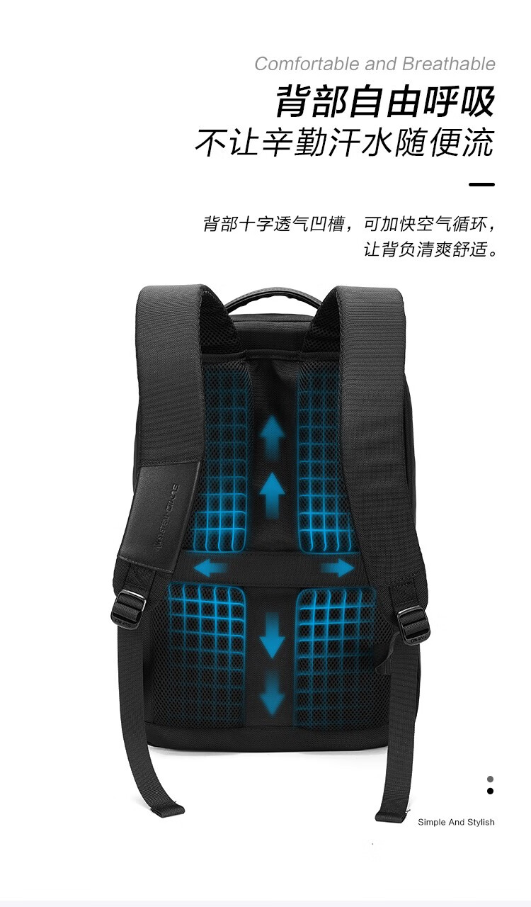 爱华仕（OIWAS）大容量休闲包学生书包尼龙双肩包OCB4631 黑色