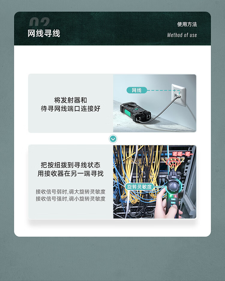 SAMZHE山泽 SZ-D266 网络寻线仪 多功能电话网络测线巡线仪【60V耐压/POE寻线套装】 抗干扰交换机寻线/