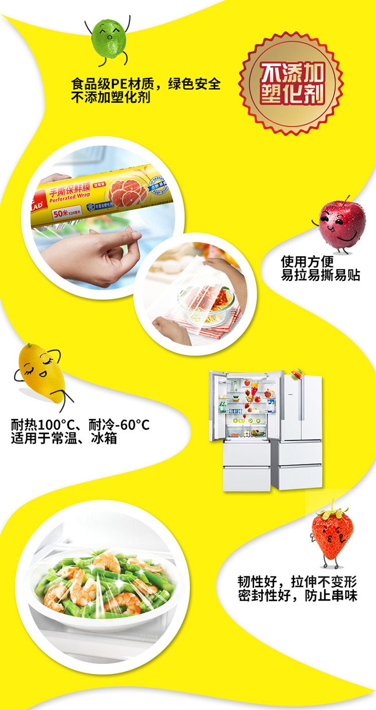 佳能（Glad） PW50M生鲜蔬果餐饮适用手撕保鲜膜50米