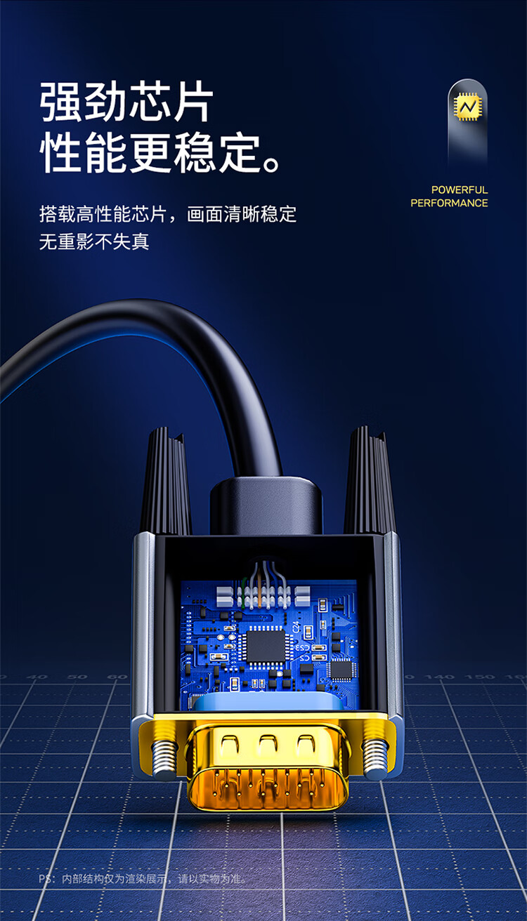 山泽(SAMZHE) HDMI转VGA转换器线 高清转接头投屏视频线 笔记本盒子显示器1米 HVL10