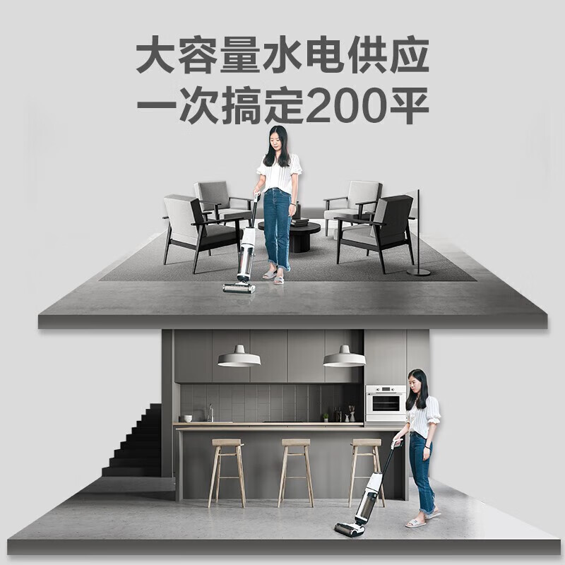 海尔（Haier）洗地机手持无线电动拖把高转速拖地机吸尘器伴侣 自清洁家用洗擦地机地板清洁机 H300-W