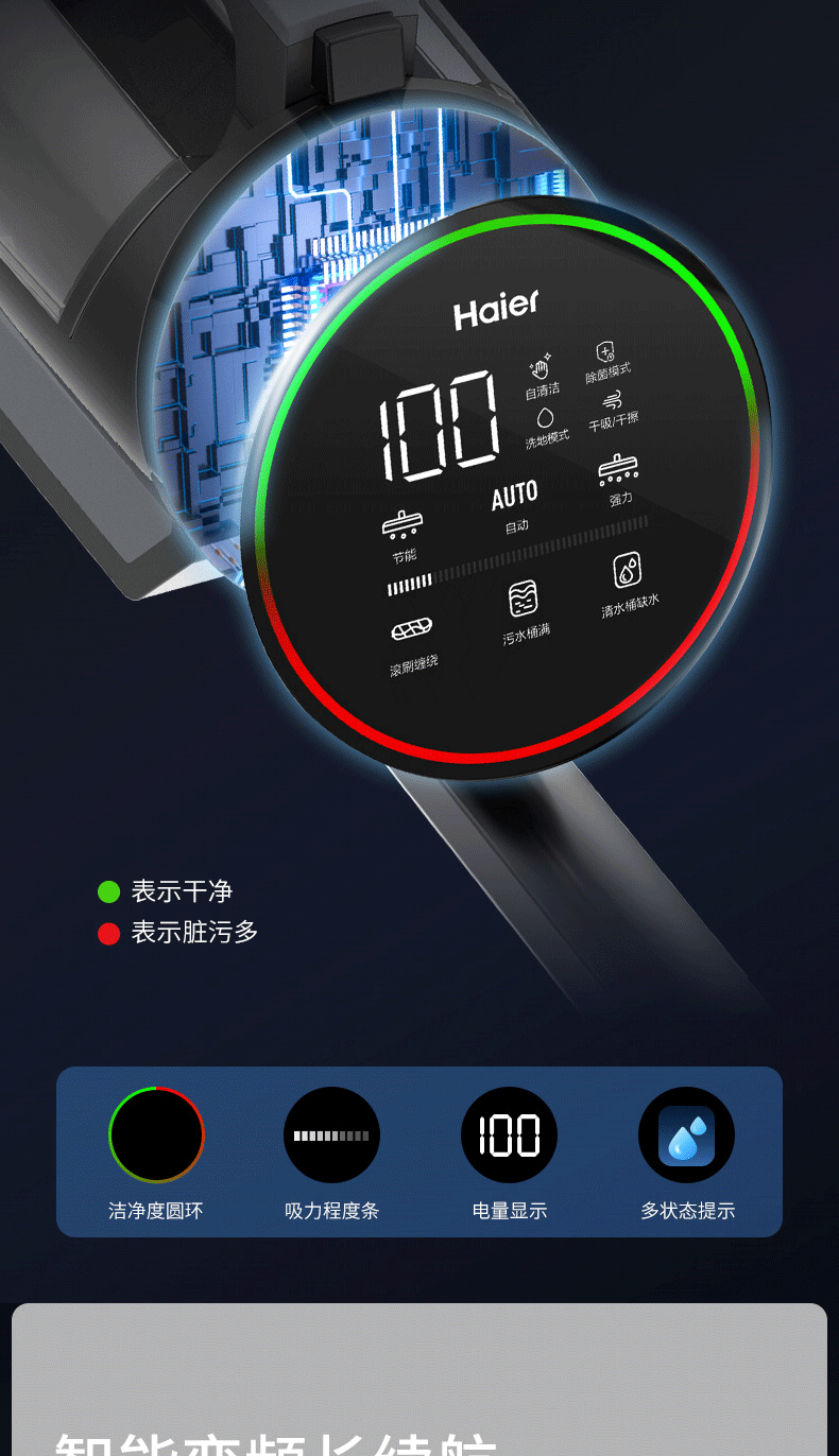 海尔（Haier）洗地机虎鲸无线智能自动清洁机电动拖把大吸力家用吸拖洗一体洗地机全自动拖地机吸尘器 Z6-W