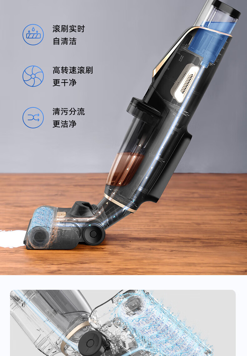 海尔（Haier）洗地机干湿两用型吸拖两用扫地机语音提示拖地机自动清洗吸尘器沿边清洁拖把E3-W
