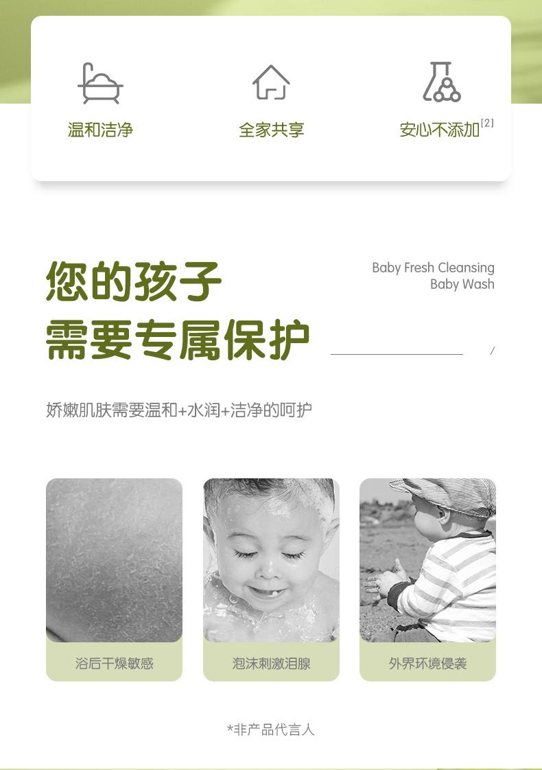 青蛙王子婴幼儿洗沐二合一 清爽洁净洗发沐浴露1.18L*2