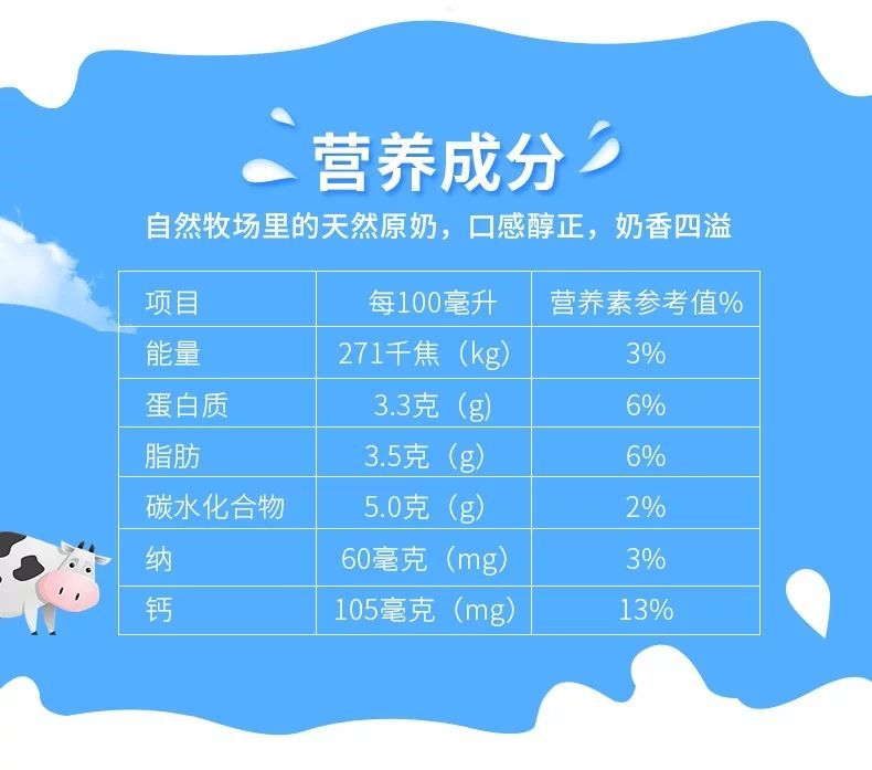 天润（TERUN）盖瑞纯牛奶（蓝色）205g*20袋/箱