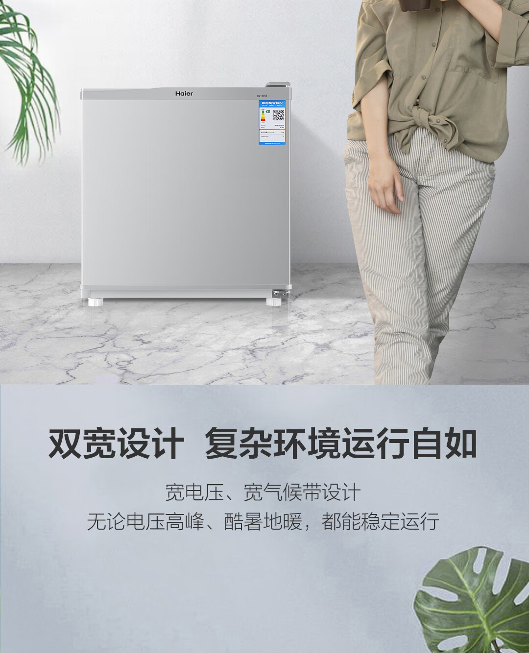 海尔（Haier）50升单门冰箱一级能效迷你小型家用租房宿舍办公室节能省电低音冷藏微型 BC-50ES