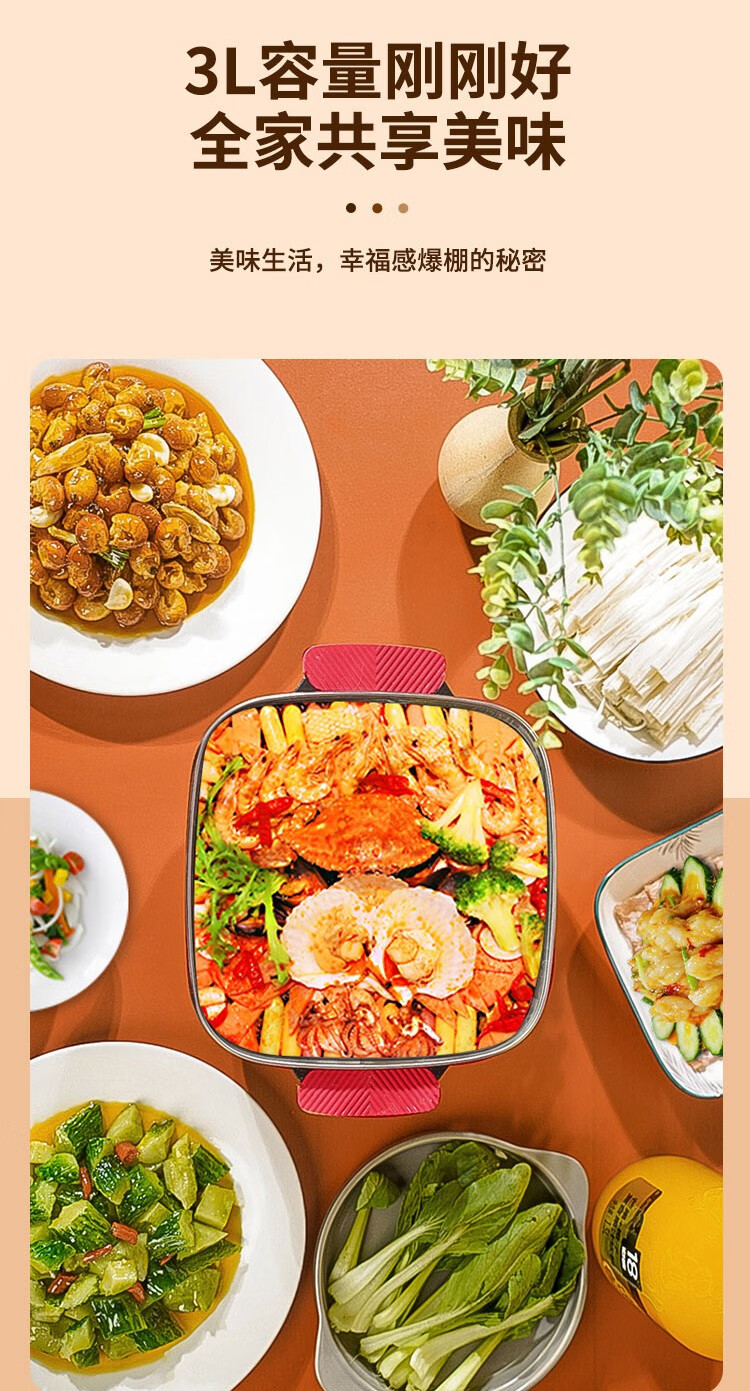 上亨（shangheng）菱形电煮锅多功能家用多用途锅电热锅电炒锅电火锅 SHZH-CFDZG6
