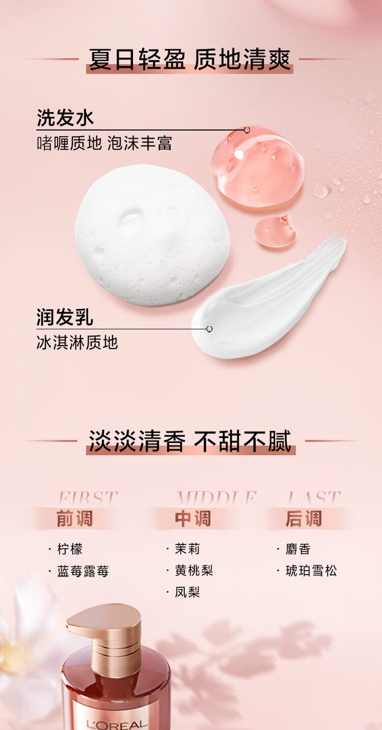 欧莱雅无硅油 强韧丰盈强韧柔顺洗发露440ml（新老包装随机发货）