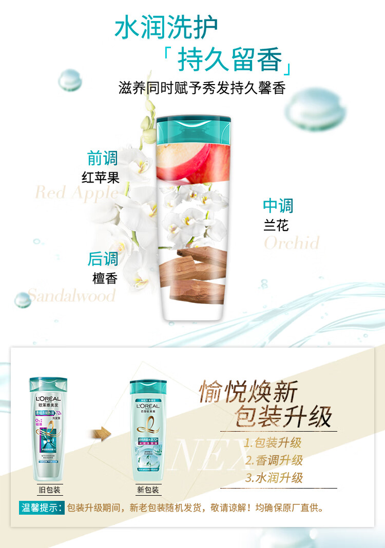 欧莱雅水润发丝 透明质酸水润洗发露200ml（新老包装随机发货）