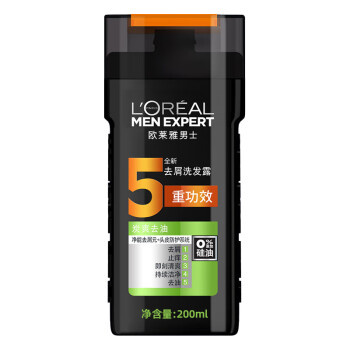 欧莱雅持续洁净 男士炭爽去油洗发露200ml（新老包装随机发货）