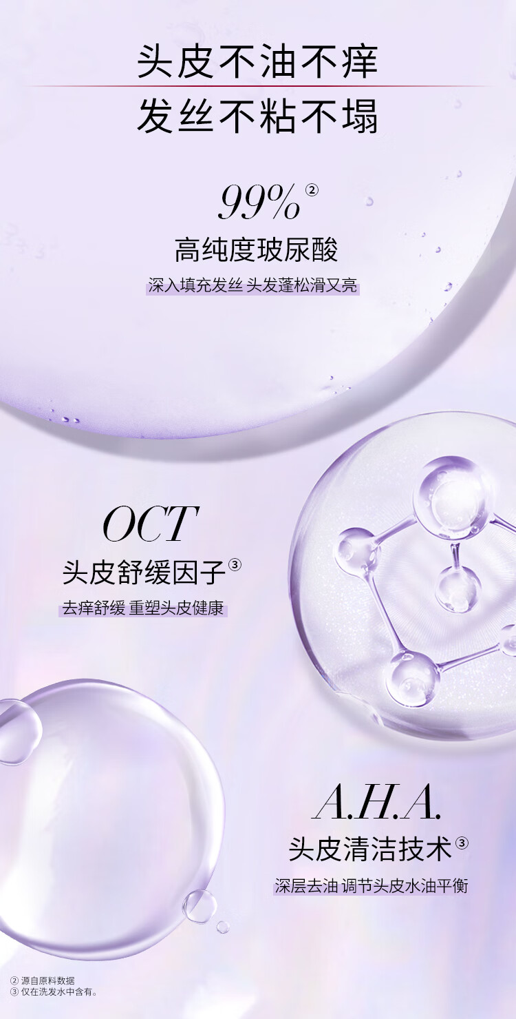 欧莱雅蓬松控油 无硅油洗发水 玻尿酸水光洗发露440ml