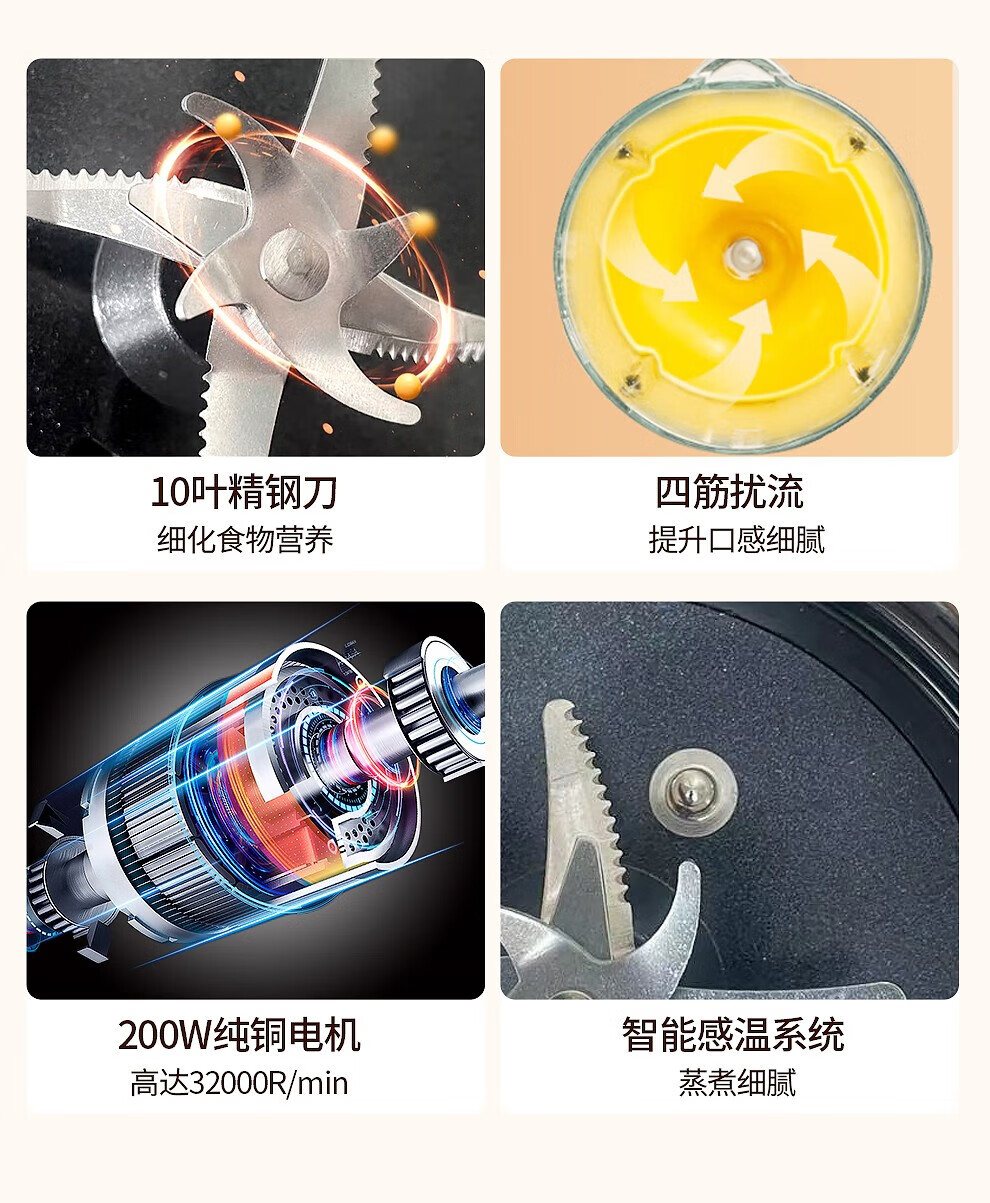 谷格（GUGE）家用破壁豆浆机 料理机 加热多功能 榨汁机搅拌机果汁机低音节能 GB649