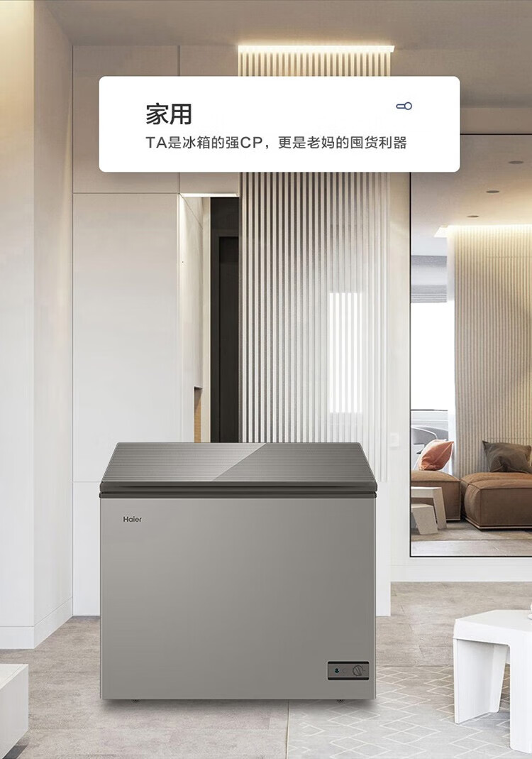 海尔（Haier）冰柜家用203升 冷藏冷冻转换一级能效小冷柜 减霜80%无需除霜小冰箱 BC/BD-203HMC