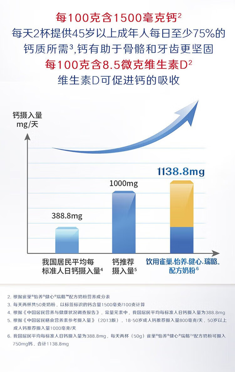 雀巢 怡养 健心中老年奶粉金装2合1配方听装800g（新老包装随机发货）
