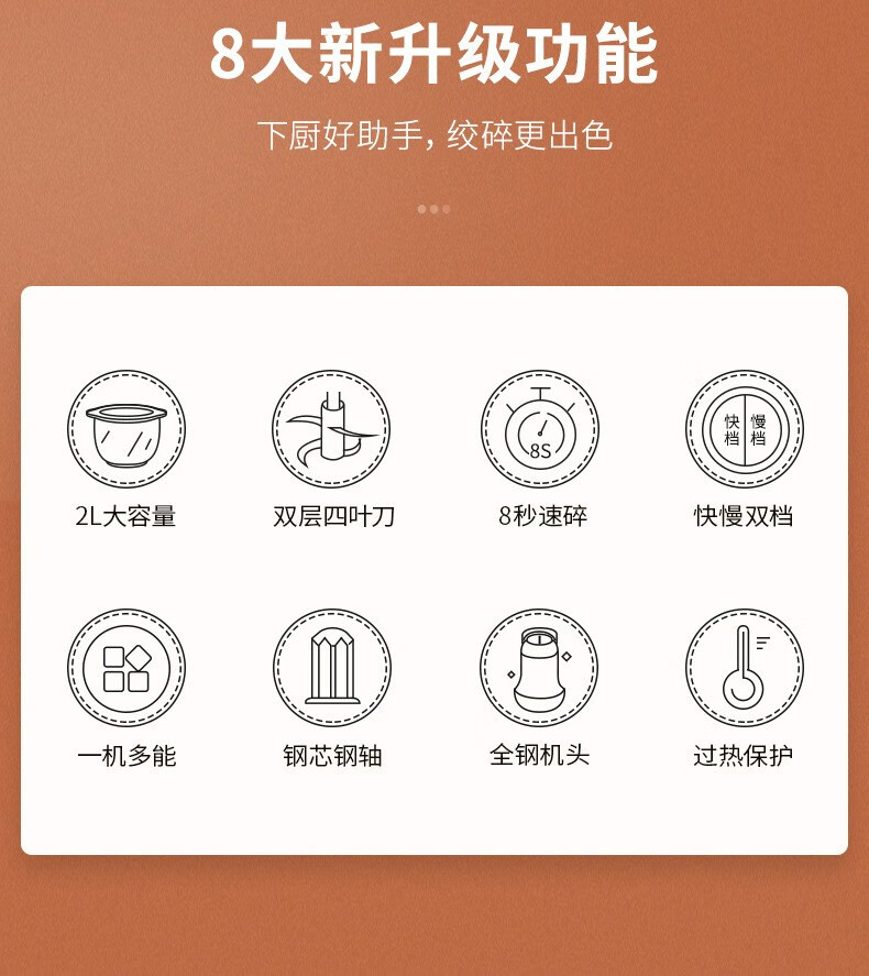 康佳（KONKA）绞肉机家用1.8升电动多功能肉馅机婴儿辅食机 KJ-R201