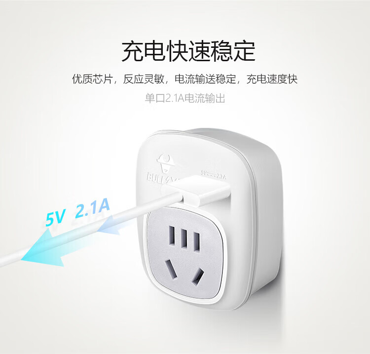公牛（BULL）USB旅行转换插头/德标转国标/电源转换器/转换插头 适合国外使用（德国西班牙法国等） GN-911G