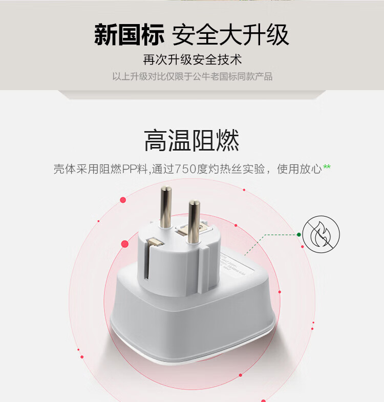 公牛（BULL）USB旅行转换插头/德标转国标/电源转换器/转换插头 适合国外使用（德国西班牙法国等） GN-911G