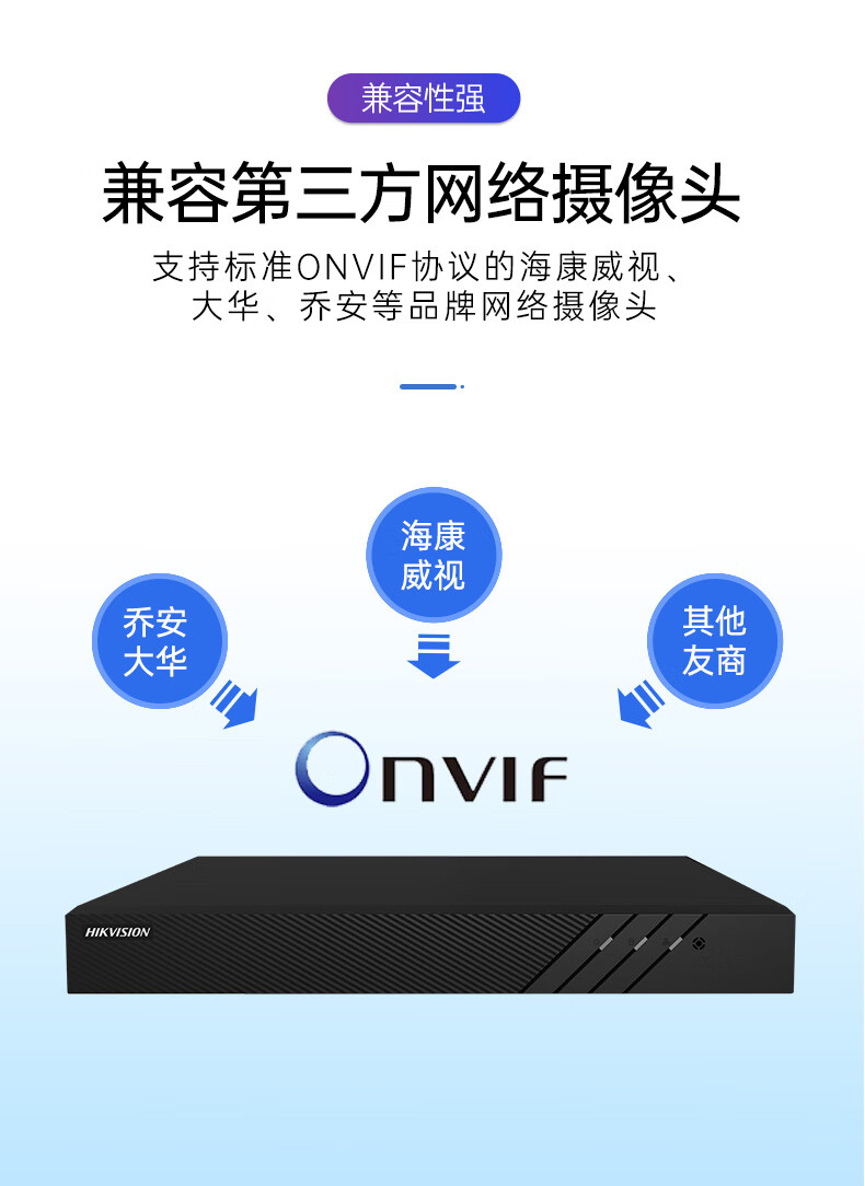 海康威视HIKVISION 网络硬盘录像机 高清监控主机 4 8 16路【8路?可接600万】7808N-K1/C