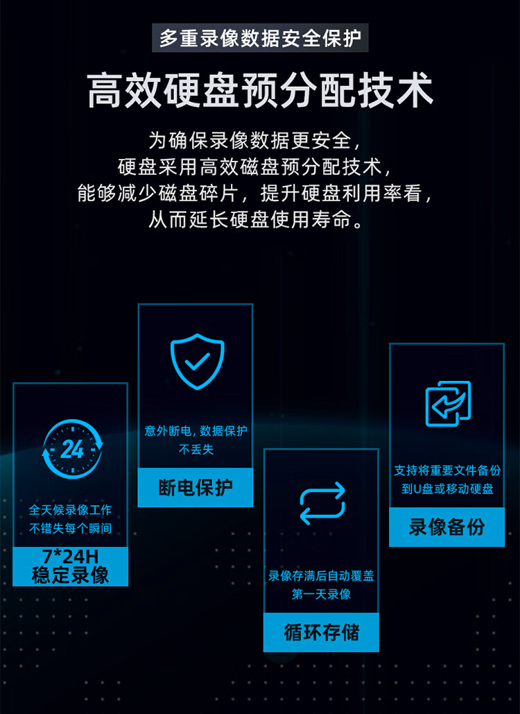 海康威视HIKVISION 智能录像机 网络监控录像机 8路1080P高清监控录像机 POE供电 DS-7808N-K1/8P