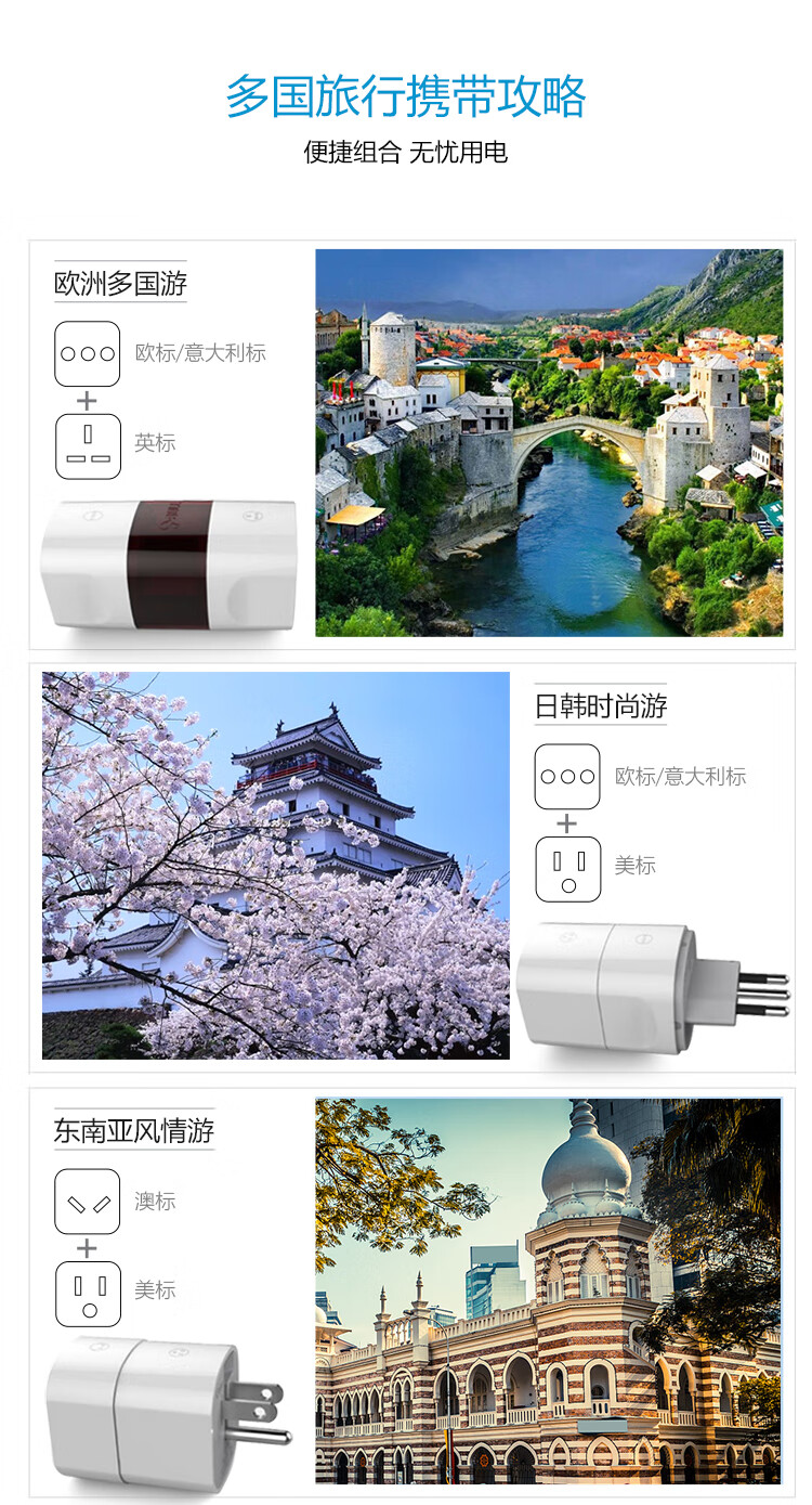 公牛（BULL）多国旅行转换器/转换插头/电源转换器 适用200多个国家与地区 GN-L07
