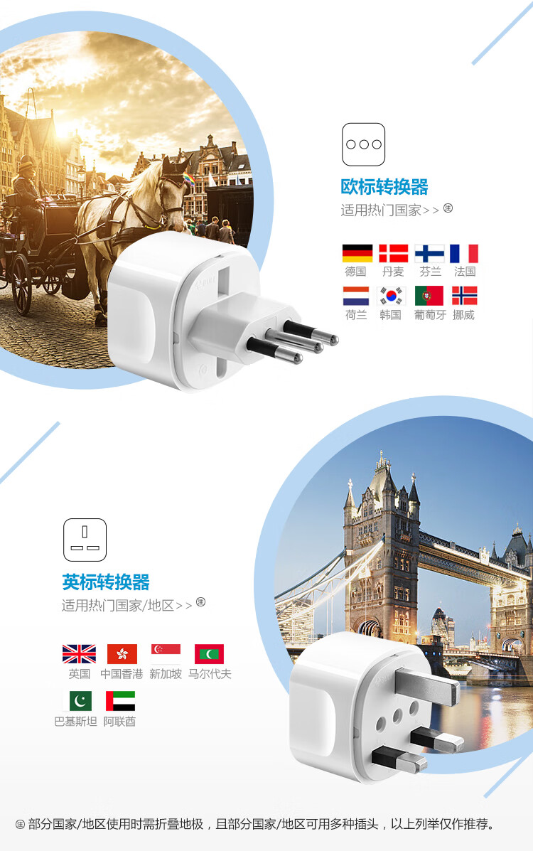 公牛（BULL）多国旅行转换器/转换插头/电源转换器 适用200多个国家与地区 GN-L07